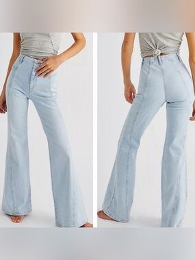 Free People We The Free Florence Flare Jeans Light Wash High Rise Size 24